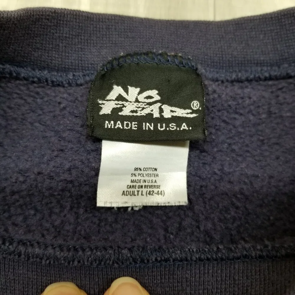 ✅VTG No Fear Navy Crewneck Sweatshirt Graphic Print Front/Back Adult Men's LARGE - Picture 2 of 11